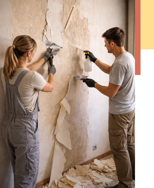 Снятие старых обоев в Ноябрьске от 5318 руб. под ключ недорого | ОТДЕЛОЧНИК-Нбс