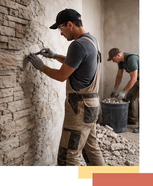 Демонтаж декоративного камня в Ноябрьске профессионально и безопасно