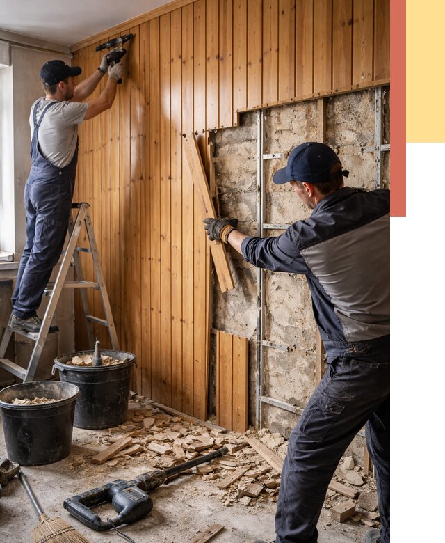 Демонтаж вагонки со стен в Ноябрьске от 1469 руб. — снятие, удаление, срочно | ОТДЕЛОЧНИК-Нбс