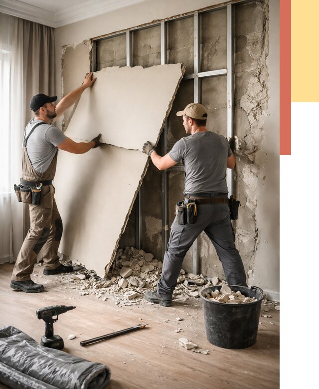 Демонтаж гипсокартона со стен в Ноябрьске от 355 руб. — услуги демонтажа | ОТДЕЛОЧНИК-Нбс