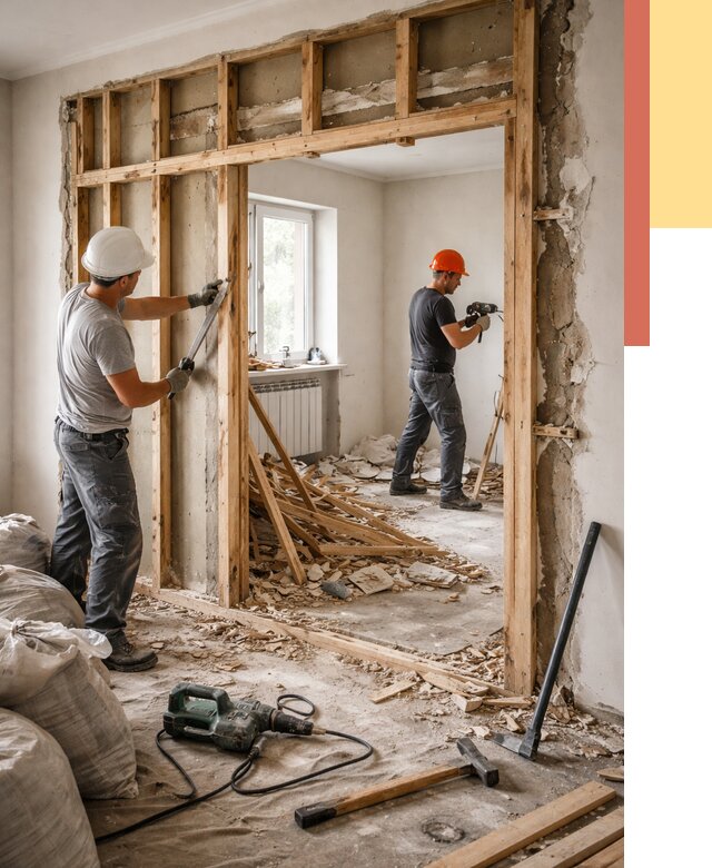 Демонтаж деревянных перегородок в Ноябрьске от 3242 руб. — быстро и недорого | ОТДЕЛОЧНИК-Нбс