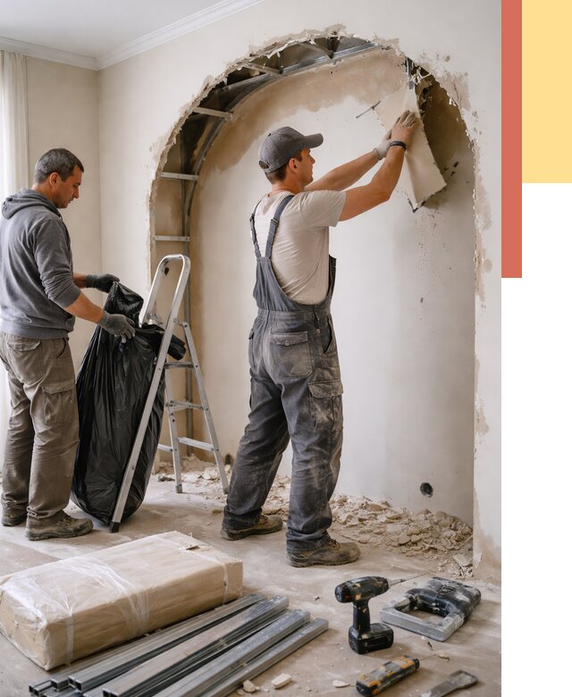 Демонтаж арки из гипсокартона в Ноябрьске от 3546 руб. — услуги под ключ | ОТДЕЛОЧНИК-Нбс