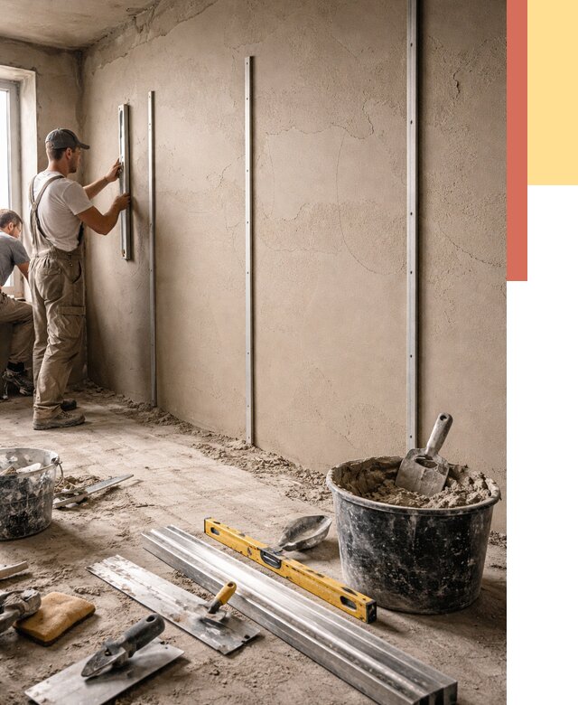 Штукатурка стен по маякам в Ноябрьске от 5572 руб./м² — выравнивание под ключ | ОТДЕЛОЧНИК-Нбс