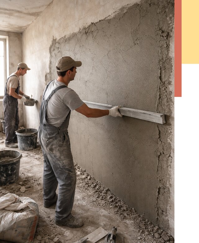 Цементная штукатурка стен в Ноябрьске от 4559 руб/м2 — быстро и недорого | ОТДЕЛОЧНИК-Нбс