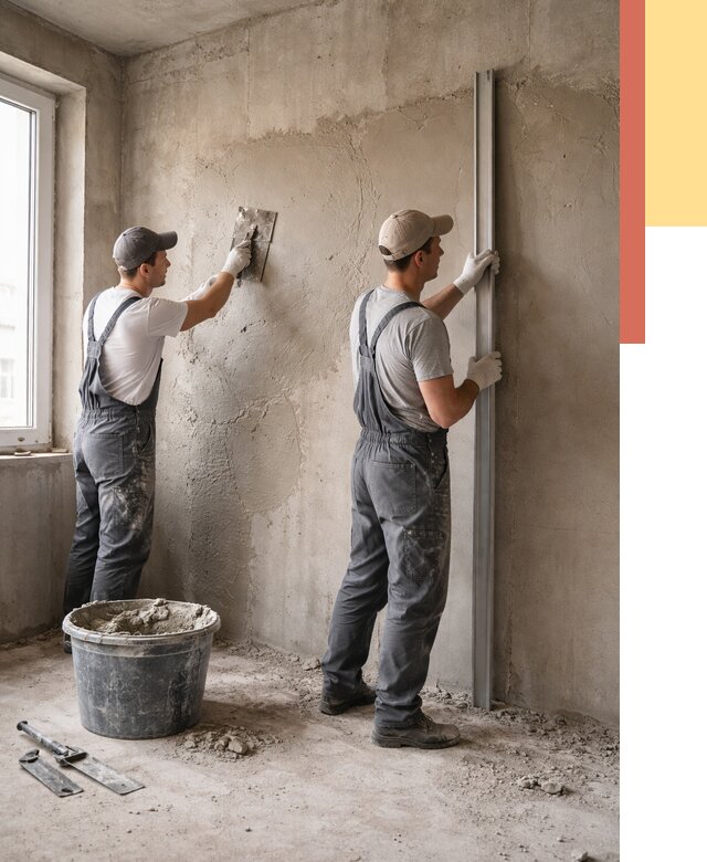 Штукатурка бетонных стен в Ноябрьске от 4559 руб/м² — качественно и быстро | ОТДЕЛОЧНИК-Нбс