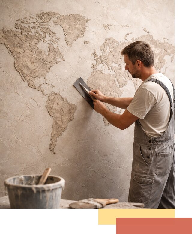 Декоративная штукатурка «Карта мира» под ключ в Ноябрьске