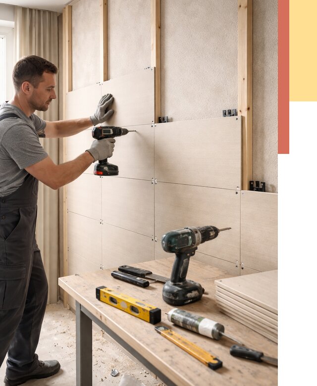 Монтаж МДФ панелей на стены в Ноябрьске от 1266 руб. под ключ | ОТДЕЛОЧНИК-Нбс