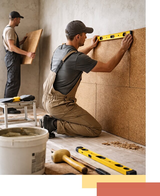 Монтаж пробковых панелей на стены в Ноябрьске быстро и качественно