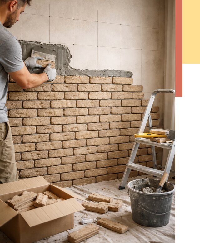 Монтаж декоративного кирпича в Ноябрьске от 3242 руб./м² — быстро и недорого | ОТДЕЛОЧНИК-Нбс