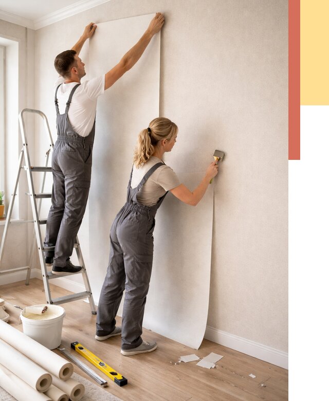 Поклейка флизелиновых обоев в Ноябрьске от 6078 руб. | Быстро и недорого — ОТДЕЛОЧНИК-Нбс