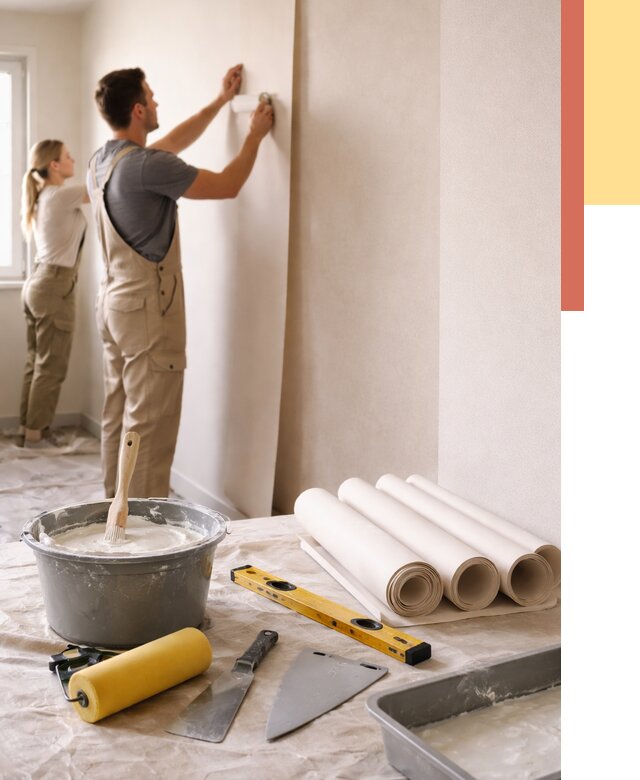 Поклейка бумажных обоев в Ноябрьске от 5572 руб./м2 — быстро и недорого | ОТДЕЛОЧНИК-Нбс