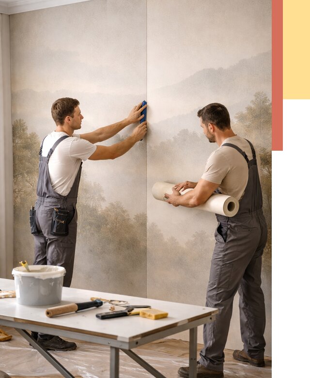 Поклейка фотообоев в Ноябрьске от 8611 руб/м² — быстро и недорого | ОТДЕЛОЧНИК-Нбс