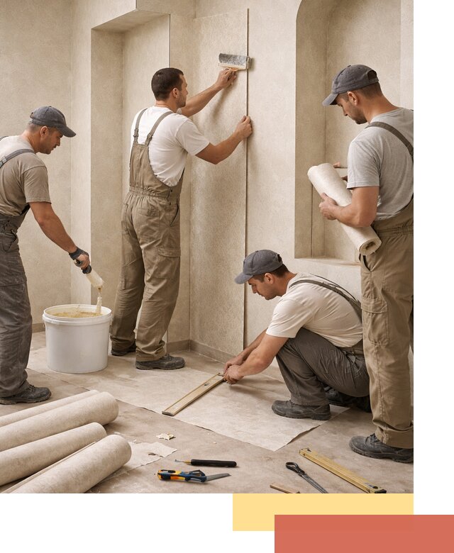 Поклейка обоев на сложные стены и неровные поверхности в Ноябрьске