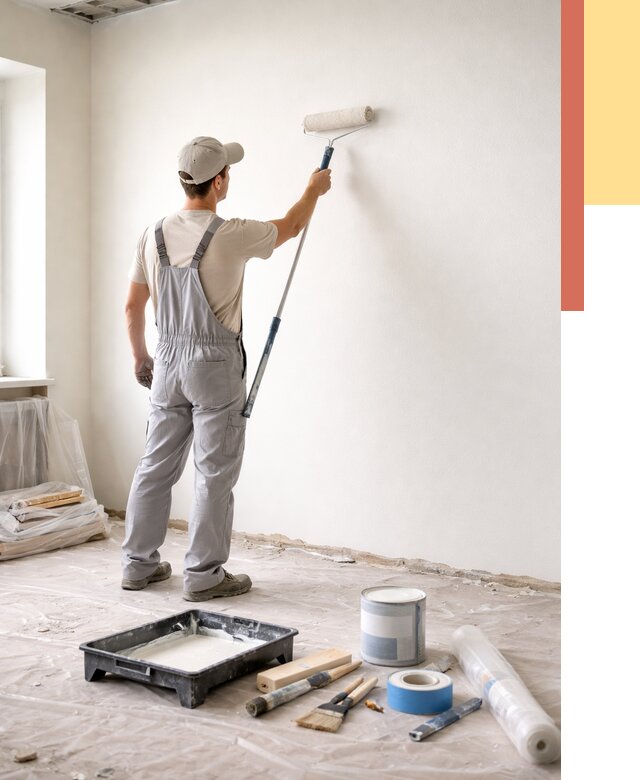 Покраска стен водоэмульсионной краской в Ноябрьске от 456 руб. за м² | ОТДЕЛОЧНИК-Нбс