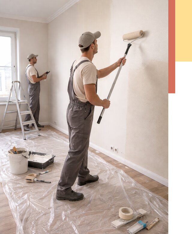 Покраска стен акриловой краской в Ноябрьске от 3546 руб./м² — быстро и недорого | ОТДЕЛОЧНИК-Нбс