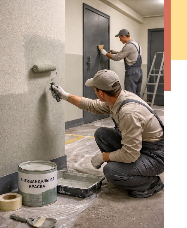 Покраска стен антивандальной краской в Ноябрьске от 4559 руб./м² под ключ | ОТДЕЛОЧНИК-Нбс