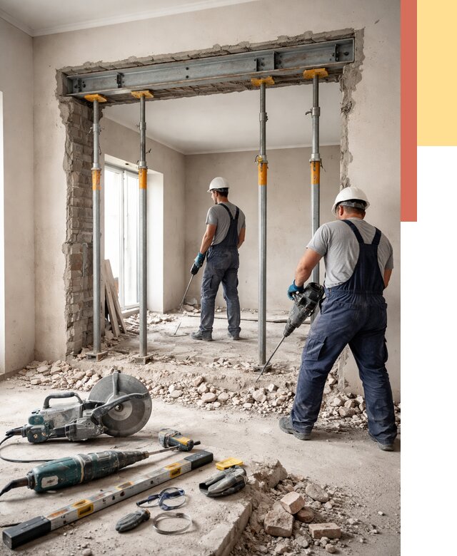 Прорезка проема в стене в Ноябрьске от 4559 руб. — быстро и недорого | ОТДЕЛОЧНИК-Нбс