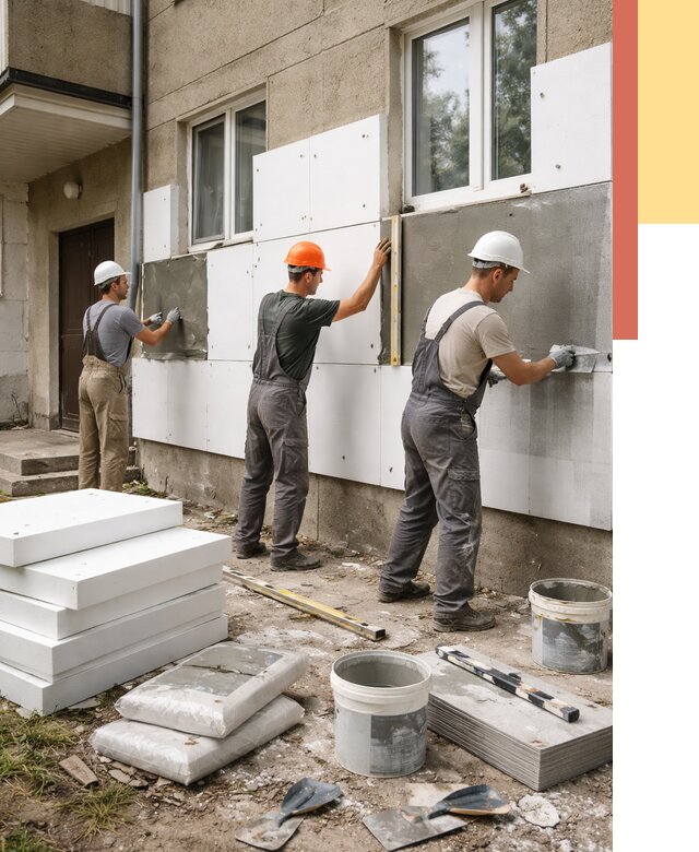 Утепление стен пенопластом в Ноябрьске от 1773 руб. — недорого и под ключ | ОТДЕЛОЧНИК-Нбс