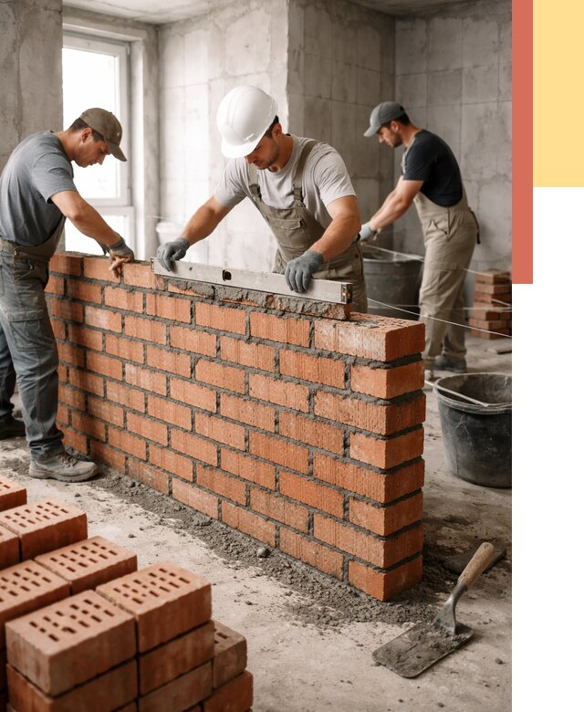 Кладка перегородок из кирпича в Ноябрьске от 3546 руб. за м² | ОТДЕЛОЧНИК-Нбс