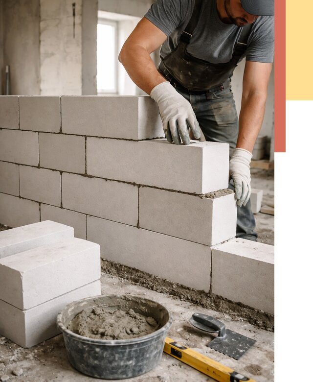 Кладка перегородок из силикатного блока в Ноябрьске от 4052 руб. под ключ | ОТДЕЛОЧНИК-Нбс