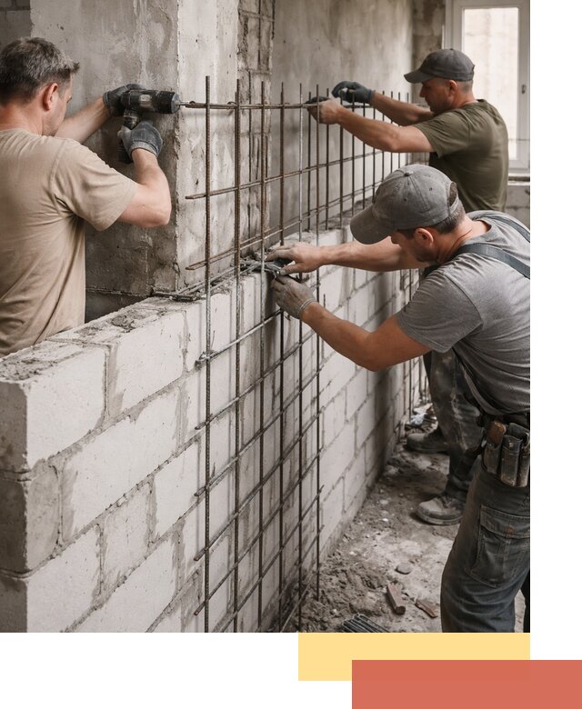 Армирование кладки перегородок в Ноябрьске профессионально и надёжно