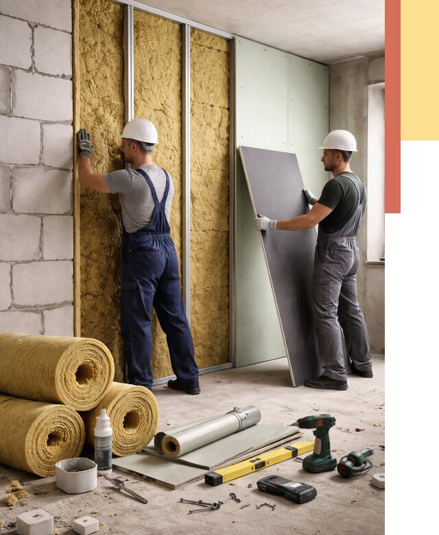 Шумоизоляция перегородок из блоков в Ноябрьске от 1874 руб./м² — быстро и недорого | ОТДЕЛОЧНИК-Нбс