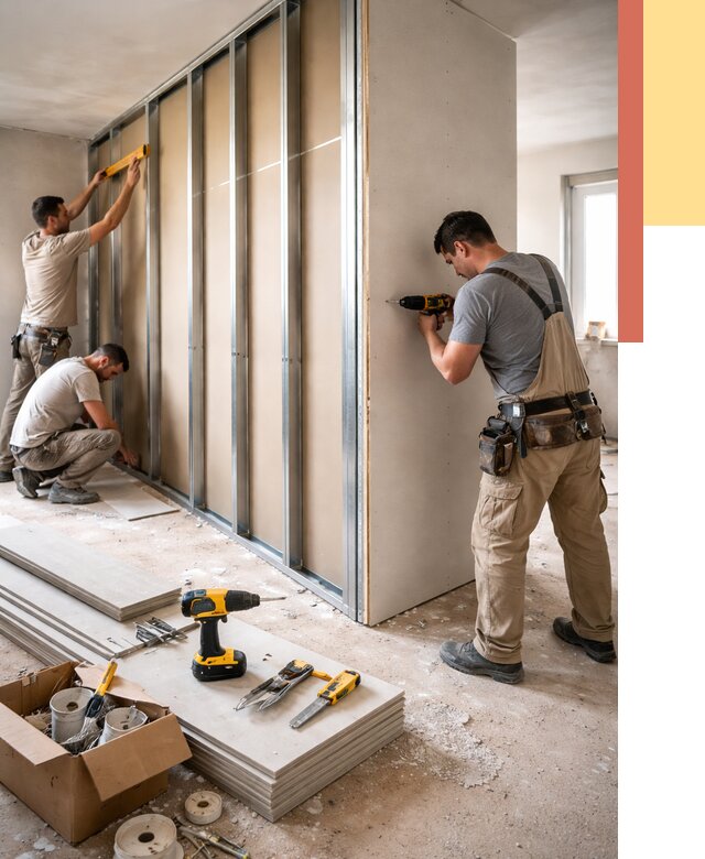 Монтаж однослойной перегородки из гипсокартона в Ноябрьске от 658 руб. | ОТДЕЛОЧНИК-Нбс