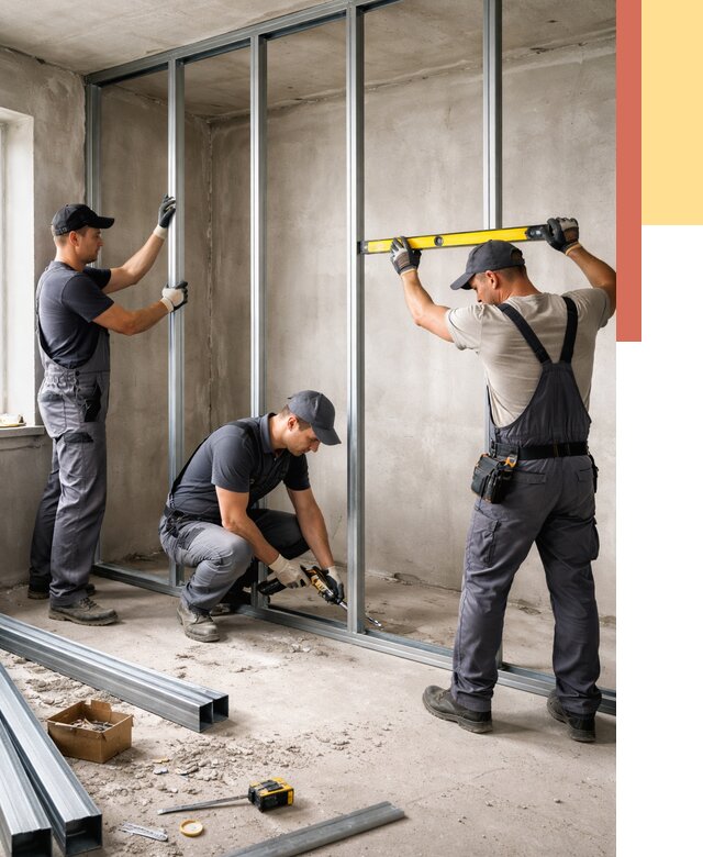 Монтаж каркаса перегородки из профиля в Ноябрьске от 760 руб. | ОТДЕЛОЧНИК-Нбс