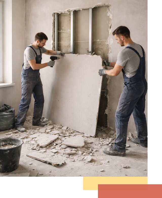 Демонтаж перегородки из гипсокартона в Ноябрьске быстрый и аккуратный