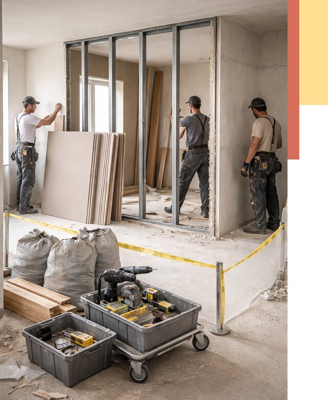 Перенос гипсокартонной перегородки в Ноябрьске под ключ от 4559 руб. | Демонтаж и монтаж – ОТДЕЛОЧНИК-Нбс