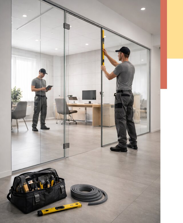 Цельностеклянные перегородки под ключ в Ноябрьске от 9624 руб. — монтаж и цены | ОТДЕЛОЧНИК-Нбс