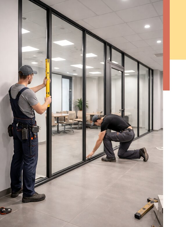 Каркасные стеклянные перегородки в Ноябрьске под ключ от 9320 руб. | ОТДЕЛОЧНИК-Нбс