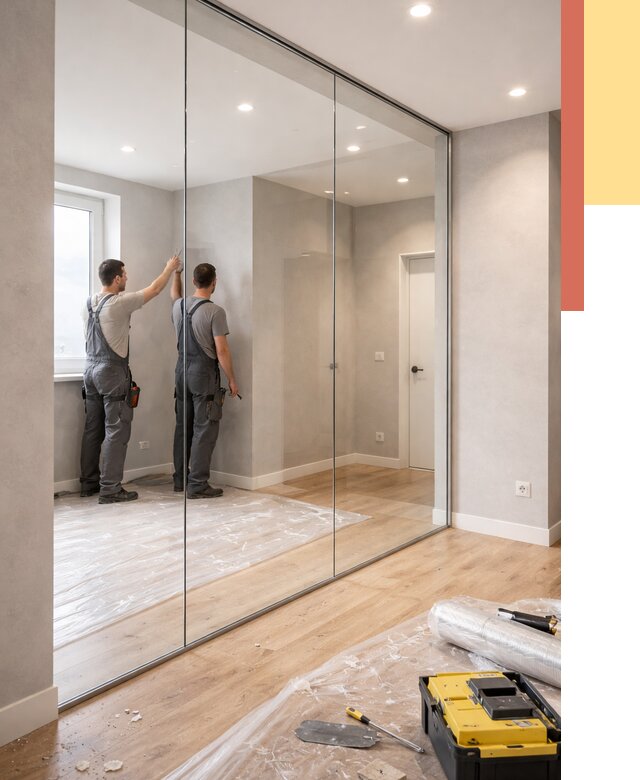 Безрамные стеклянные перегородки в Ноябрьске — монтаж от 9624 руб. | ОТДЕЛОЧНИК-Нбс