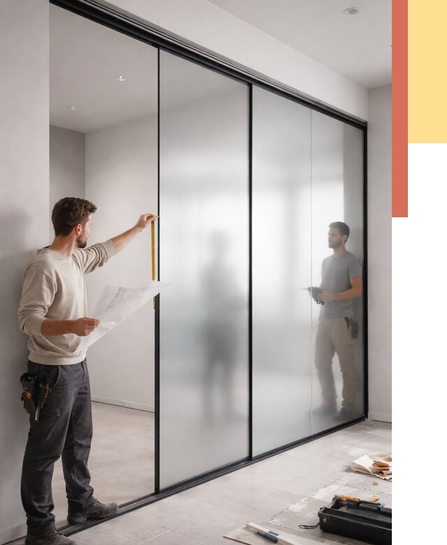 Матовые стеклянные перегородки в Ноябрьске от 8611 руб. — монтаж и установка | ОТДЕЛОЧНИК-Нбс