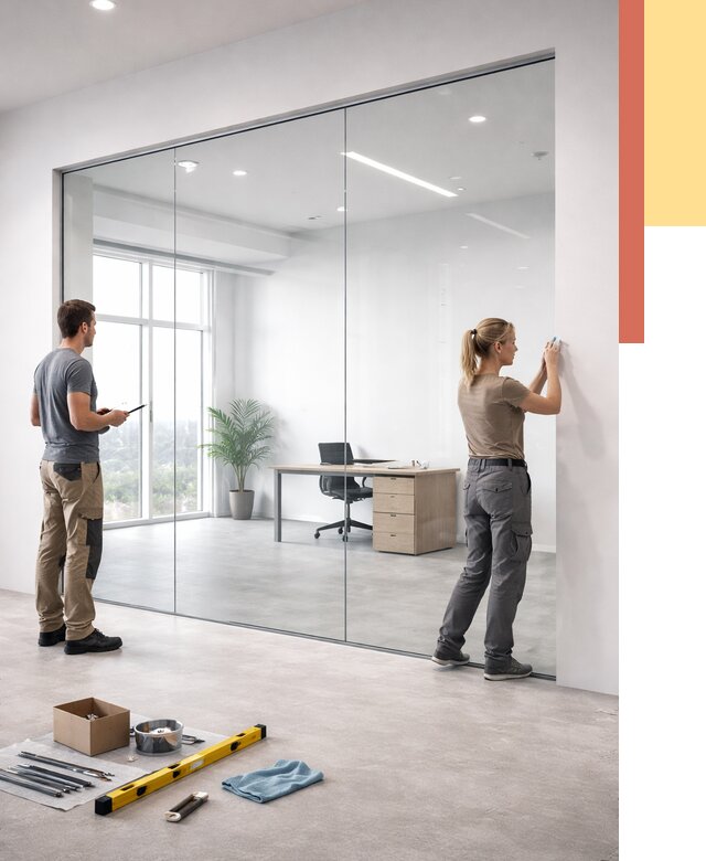 Перегородки из закаленного стекла в Ноябрьске от 9624 руб. под ключ | ОТДЕЛОЧНИК-Нбс