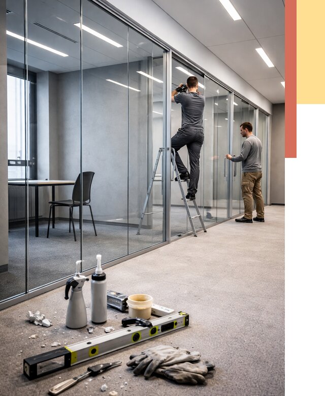 Стеклянные офисные перегородки в Ноябрьске от 8611 руб. — монтаж и установка | ОТДЕЛОЧНИК-Нбс