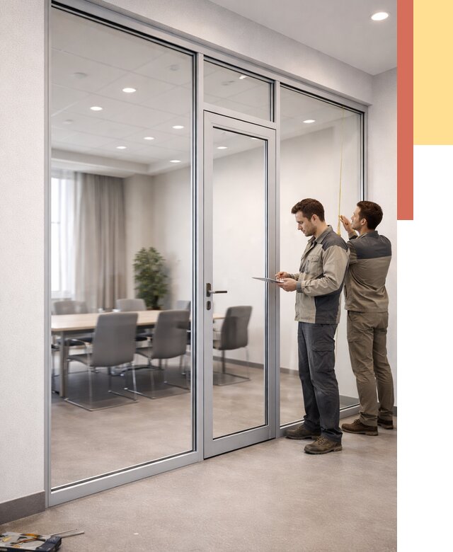 Установка и монтаж алюминиевых перегородок со стеклом в Ноябрьске от 8307 руб. | ОТДЕЛОЧНИК-Нбс