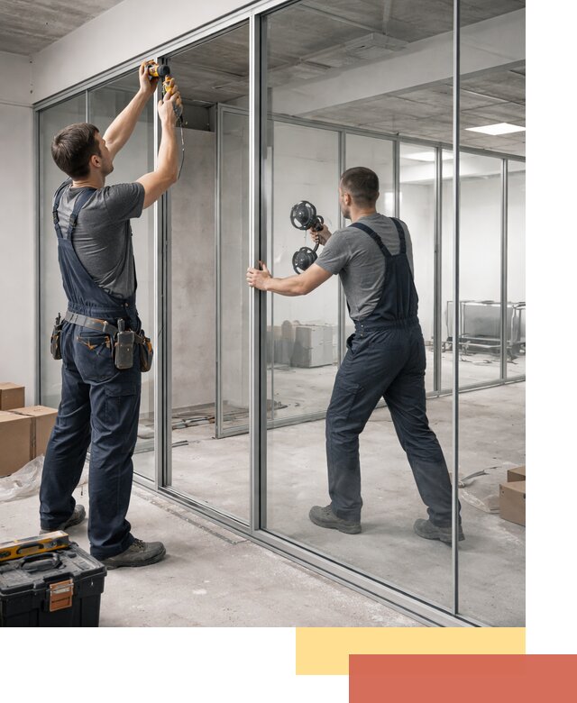 Алюминиевые перегородки со стеклом в Ноябрьске — изготовление и монтаж