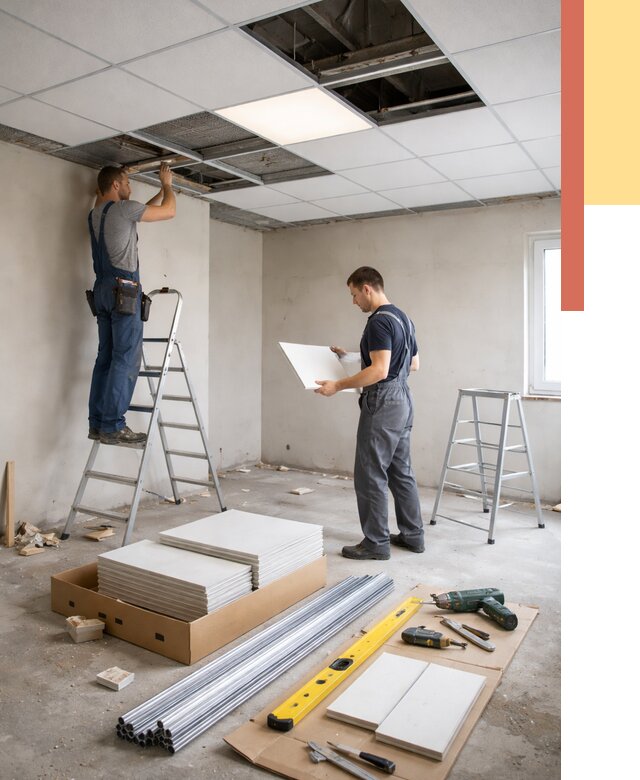 Монтаж потолка армстронг в Ноябрьске от 4559 руб/м2 — быстрая установка под ключ | ОТДЕЛОЧНИК-Нбс