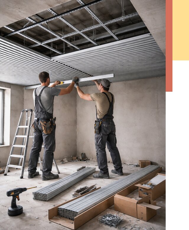 Монтаж реечного потолка в Ноябрьске от 4559 руб. под ключ | ОТДЕЛОЧНИК-Нбс