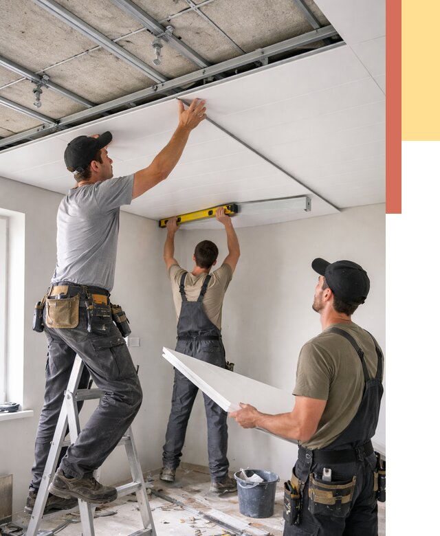 Монтаж потолка из ПВХ панелей в Ноябрьске от 3546 руб./м2 — быстро и недорого | ОТДЕЛОЧНИК-Нбс