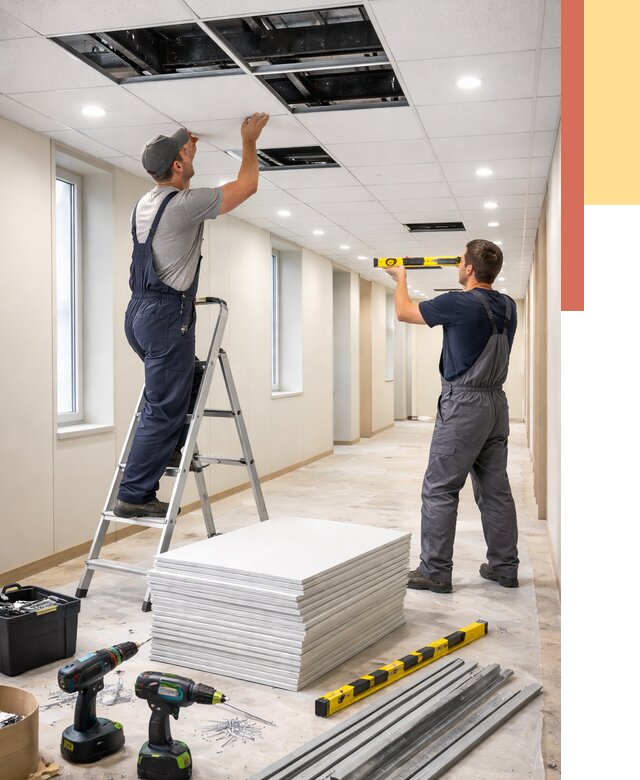 Ремонт потолка Армстронг в Ноябрьске от 4559 руб. — быстро и недорого | ОТДЕЛОЧНИК-Нбс