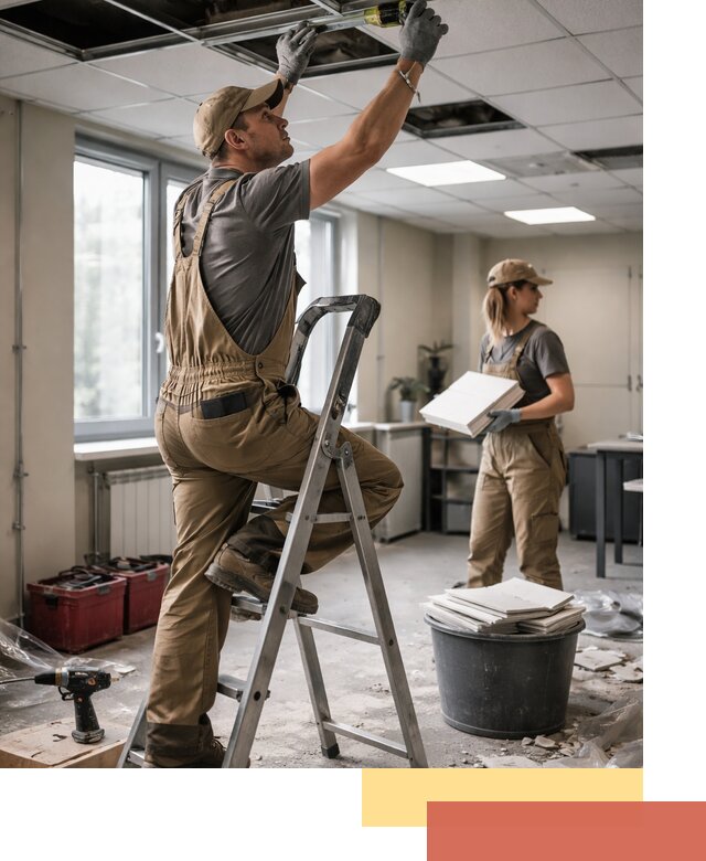 Ремонт потолка Армстронг и замена плит в Ноябрьске