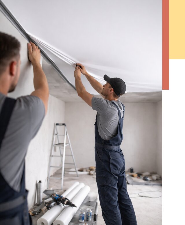 Монтаж матового натяжного потолка в Ноябрьске от 4559 руб./м² — быстро и недорого | ОТДЕЛОЧНИК-Нбс