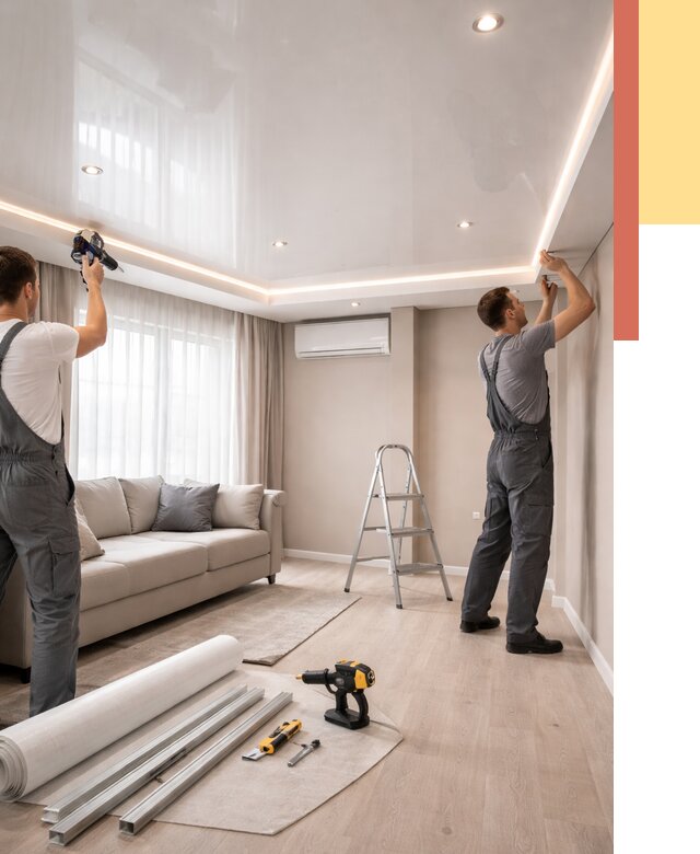 Монтаж глянцевого натяжного потолка в Ноябрьске от 760 руб. под ключ | ОТДЕЛОЧНИК-Нбс