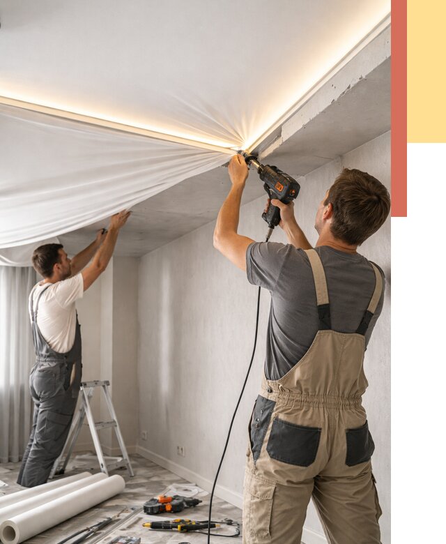 Монтаж натяжного потолка с подсветкой в Ноябрьске от 962 руб. | ОТДЕЛОЧНИК-Нбс