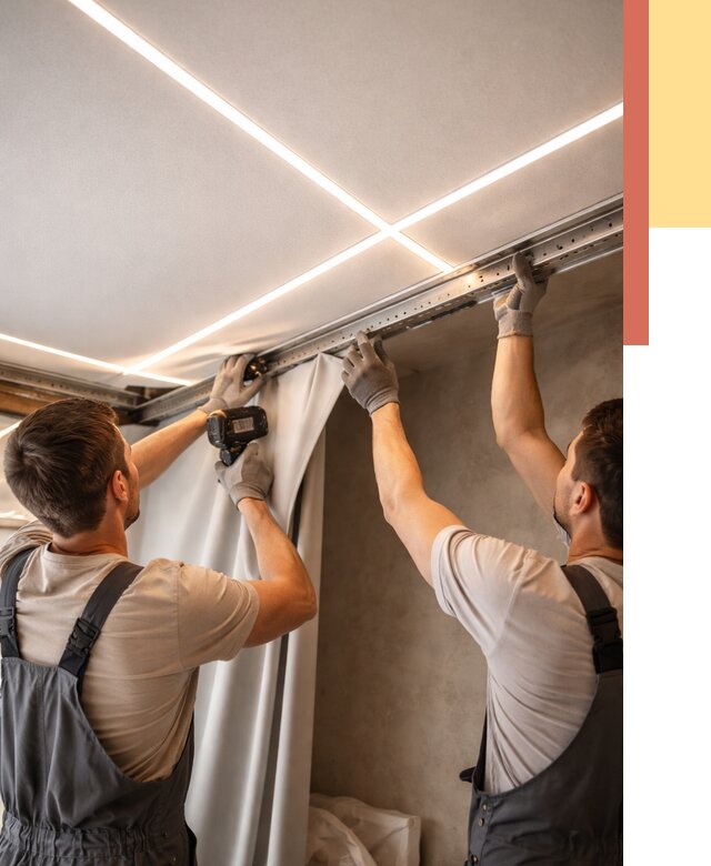 Монтаж натяжного потолка со световыми линиями в Ноябрьске от 1216 руб. | ОТДЕЛОЧНИК-Нбс