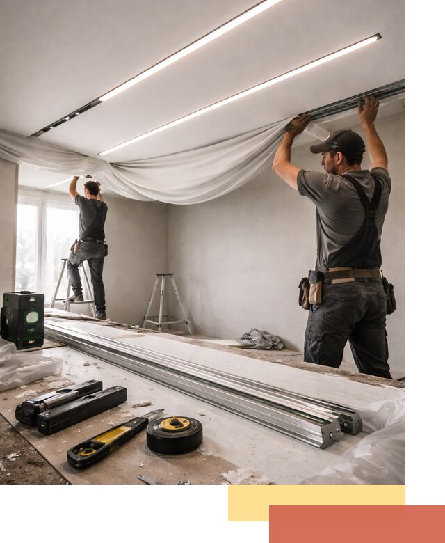 Монтаж натяжных потолков со световыми линиями в Ноябрьске