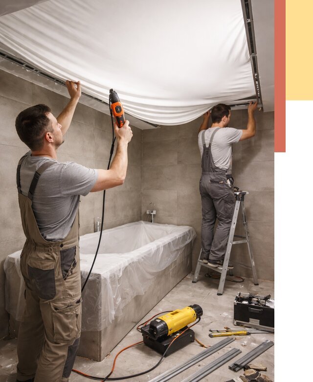 Монтаж натяжного потолка в ванной в Ноябрьске от 1216 руб. под ключ | ОТДЕЛОЧНИК-Нбс