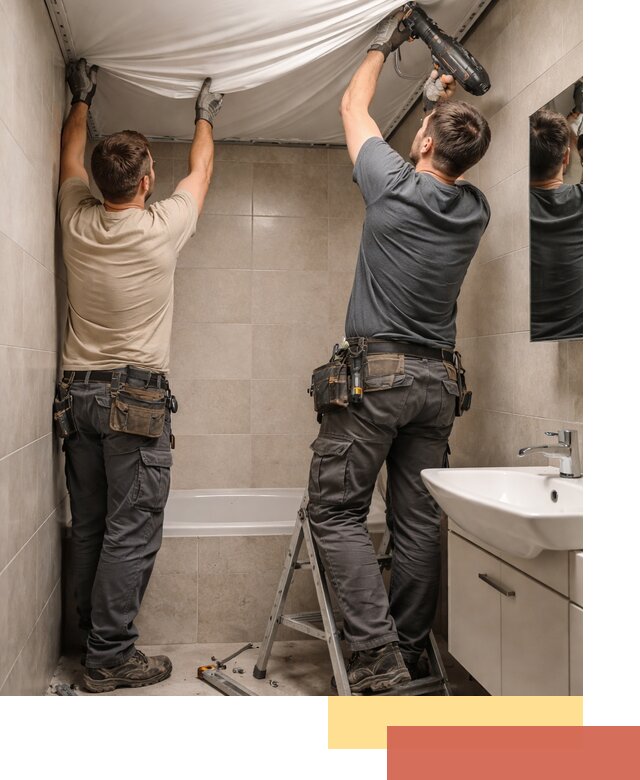 Монтаж натяжного потолка в ванной в Ноябрьске быстро и качественно